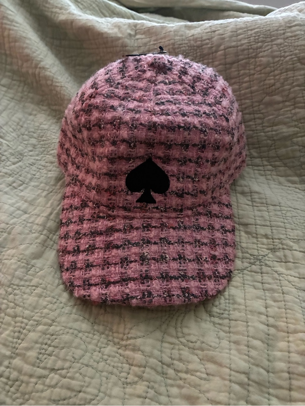 kate spade Pink and Black Tweed Baseball Cap